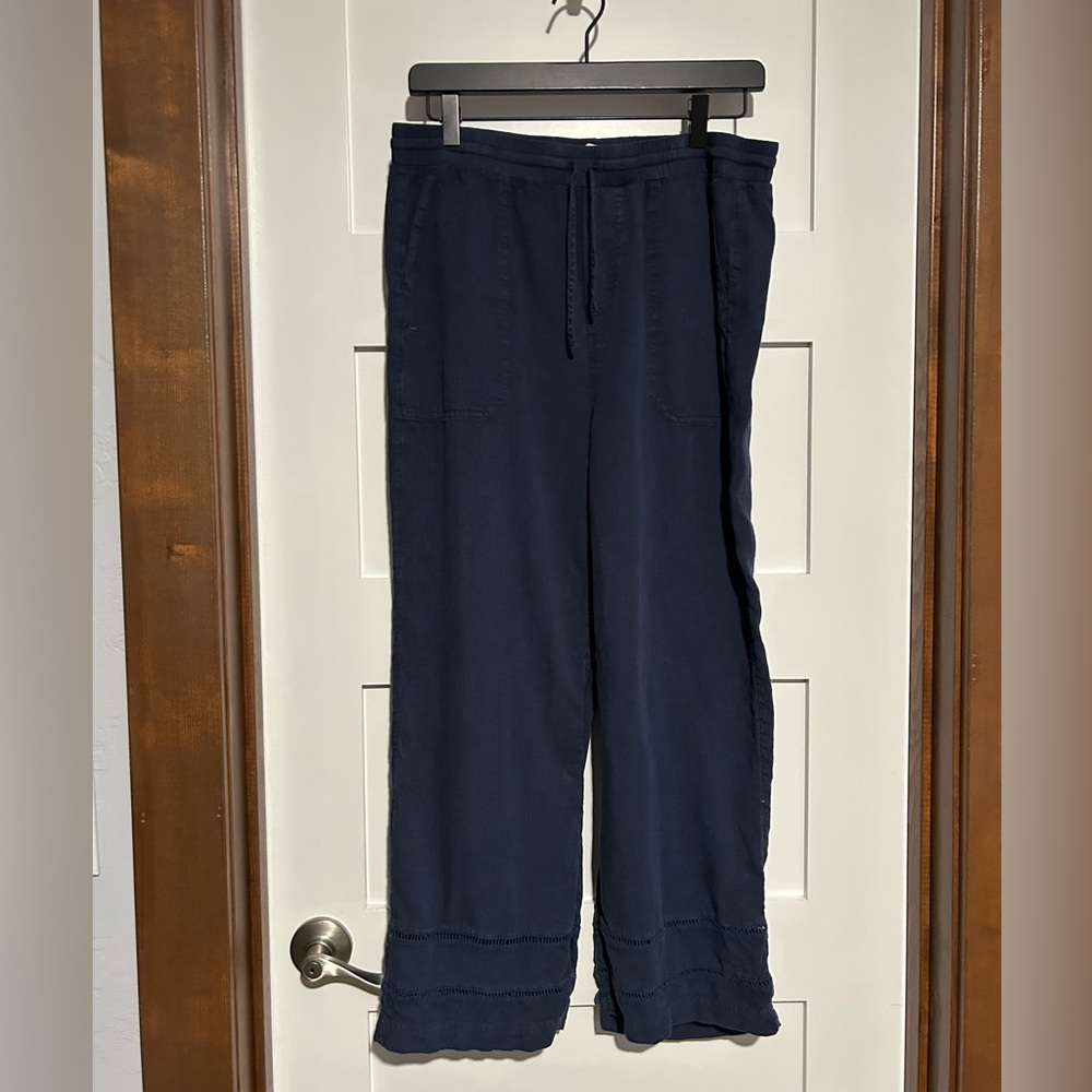 Market & Spruce Linen Blend Lounge Pants With lattice lace details Size Medium
